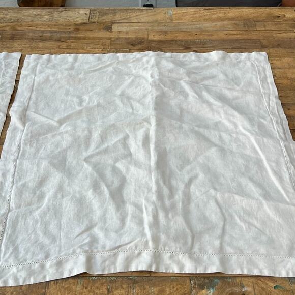 The Company Store Pillow Sham Set of 2 Relaxed Linen 28 x 28" Cream Color - Picture 1 of 10